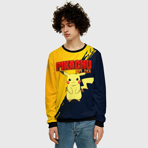 Мужской свитшот PIKACHU PIKA PIKA ПИКАЧУ / 3D-Черный – фото 3