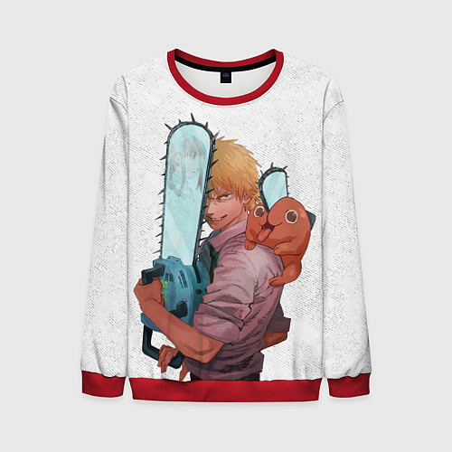 Мужской свитшот Дэндзи, Почита и бензопила / 3D-Красный – фото 1