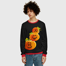 Свитшот мужской Хэллоуин смешные тыквы, цвет: 3D-красный — фото 2