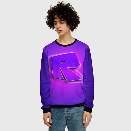 Мужской свитшот ROBLOX NEON LOGO РОБЛОКС / 3D-Черный – фото 3