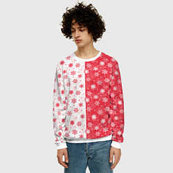 Свитшот мужской Снежинки - новогодние узоры, цвет: 3D-белый — фото 2