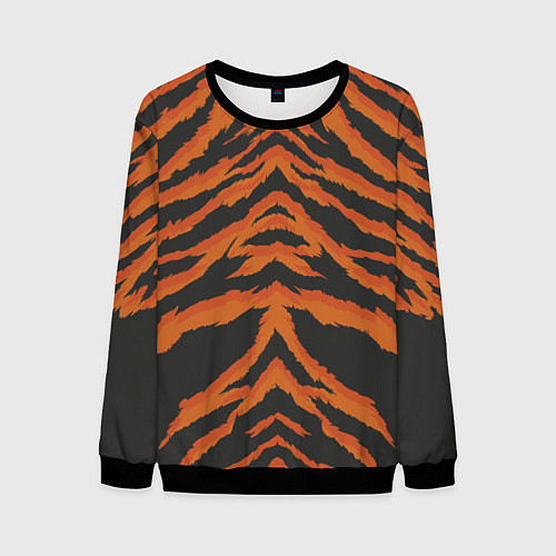 Мужской свитшот Шкура тигра оранжевая / 3D-Черный – фото 1