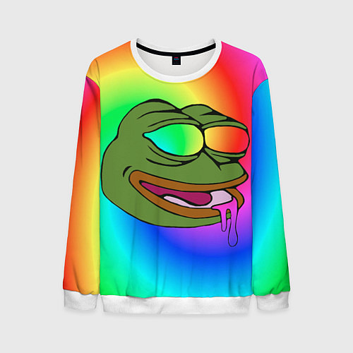 Мужской свитшот Pepe rainbow / 3D-Белый – фото 1