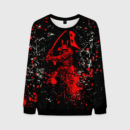 Мужской свитшот Красный Японский Самурай Samurai / 3D-Черный – фото 1