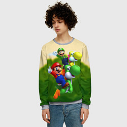 Свитшот мужской 3DMario, цвет: 3D-меланж — фото 2