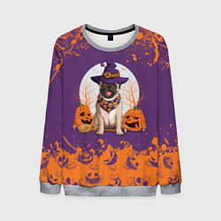 Свитшот мужской Мопс на хэллоуин, цвет: 3D-меланж