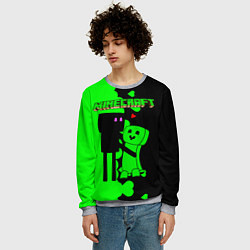 Свитшот мужской Любовь Эндермена и Крипера Майнкрафт, цвет: 3D-меланж — фото 2