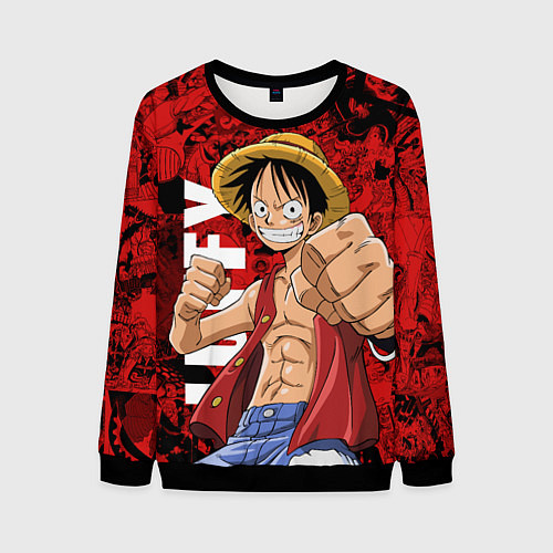 Мужской свитшот Манки Д Луффи, One Piece / 3D-Черный – фото 1