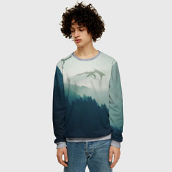 Свитшот мужской ДРАКОНЫ НАД ЛЕСОМ DRAGON, цвет: 3D-меланж — фото 2