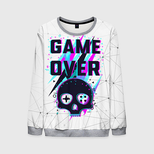 Мужской свитшот Game OVER - NEON 3D / 3D-Меланж – фото 1