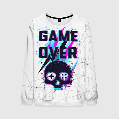 Мужской свитшот Game OVER - NEON 3D / 3D-Белый – фото 1