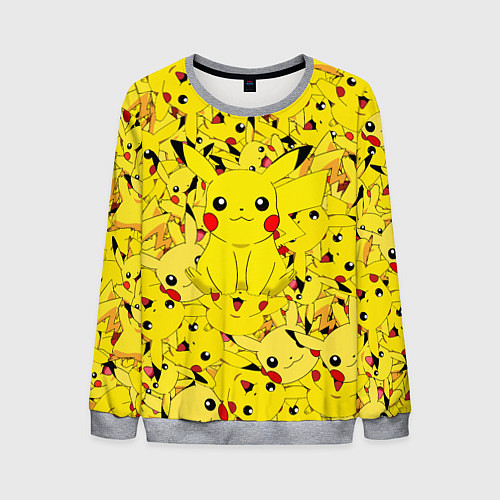 Мужской свитшот ПИКАЧУ ПОКЕМОН PIKA PIKA / 3D-Меланж – фото 1