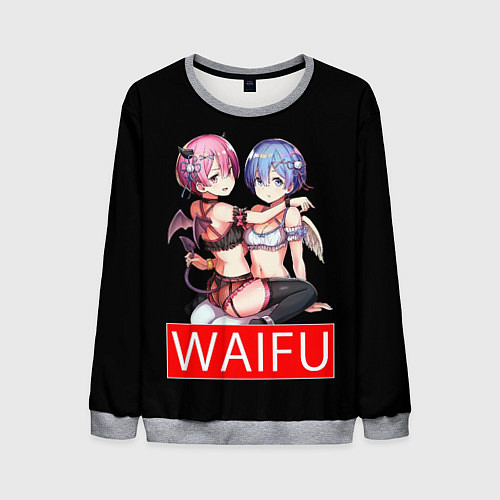 Мужской свитшот Рем и рам вайфу Re zero ahegao / 3D-Меланж – фото 1