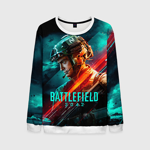Мужской свитшот Battlefield 2042 game art / 3D-Белый – фото 1