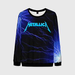 Свитшот мужской METALLICA BLUE FLASH МЕТАЛЛИКА СИНИЕ МОЛНИИ, цвет: 3D-черный