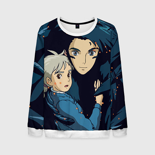 Мужской свитшот Ходячий замок Софи и Хаул летят / 3D-Белый – фото 1