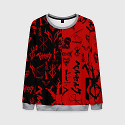 Свитшот мужской BERSERK BLACK RED БЕРСЕРК ПАТТЕРН, цвет: 3D-меланж