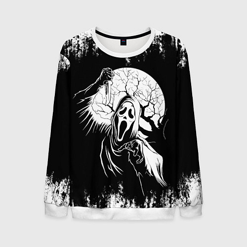 Мужской свитшот Крик Хэллоуин Хоррор Scream Halloween / 3D-Белый – фото 1