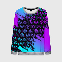 Мужской свитшот GENSHIN NEON PATTERN SYMBOL НЕОН ЭМБЛЕМЫ