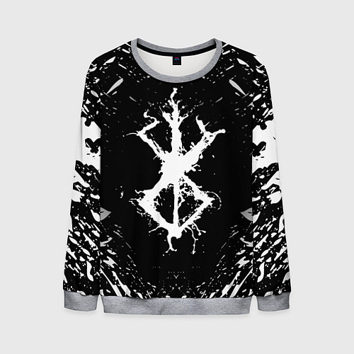 Мужской свитшот БЕРСЕРК БЕЛОЕ КЛЕЙМО / 3D-Меланж – фото 1