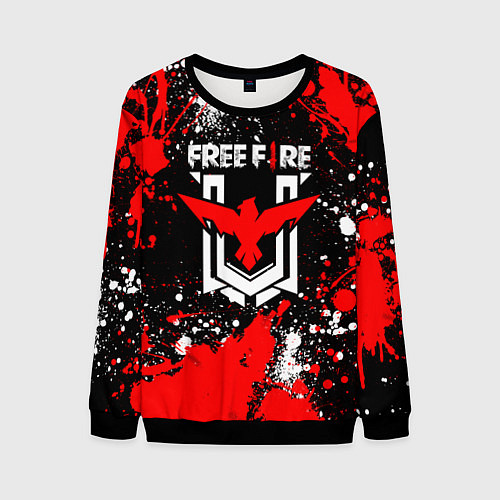 Мужской свитшот Free Fire: Брызги и капли красок / 3D-Черный – фото 1