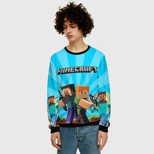 Мужской свитшот МАЙНКРАФТ ГЕРОИ ИГРЫ MINECRAFT / 3D-Черный – фото 3