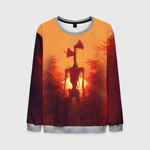 Мужской свитшот СИРЕНОГОЛОВЫЙ НА ЗАКАТЕ / 3D-Меланж – фото 1
