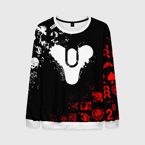 Мужской свитшот DESTINY 2 RED & WHITE PATTERN LOGO / 3D-Белый – фото 1