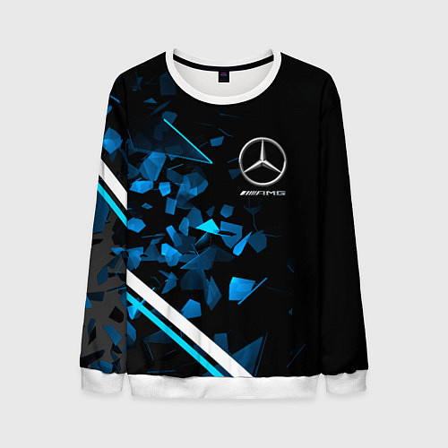 Мужской свитшот Mercedes AMG Осколки стекла / 3D-Белый – фото 1