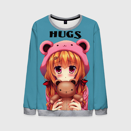 Мужской свитшот Обнимашки анимэ / 3D-Меланж – фото 1