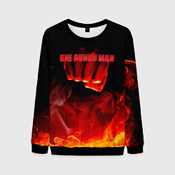Свитшот мужской Кулак One Punch-Man в огне, цвет: 3D-черный