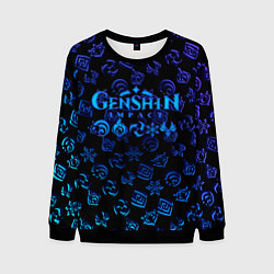 Свитшот мужской Genshin Impact NEON PATTERN SYMBOL, цвет: 3D-черный