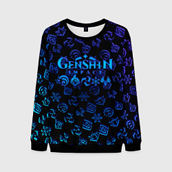 Свитшот мужской Genshin Impact NEON PATTERN SYMBOL, цвет: 3D-черный