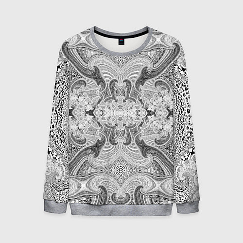 Мужской свитшот Черно-белый абстрактный узор / 3D-Меланж – фото 1