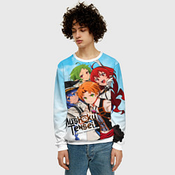 Свитшот мужской Реинкарнация безработного главные герои, цвет: 3D-белый — фото 2