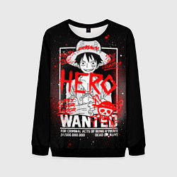 Свитшот мужской One Piece: Разыскивается Манки Д Лаффи, цвет: 3D-черный