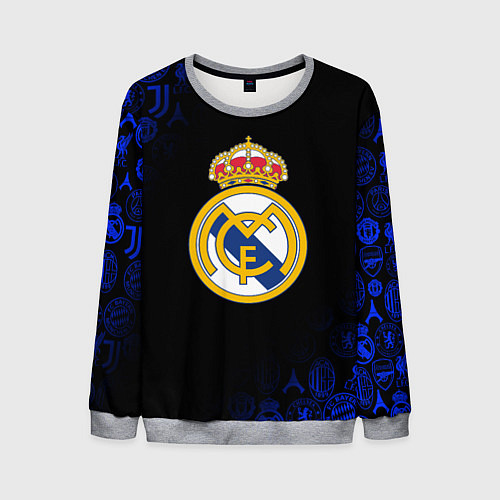 Мужской свитшот РЕАЛ МАДРИД ЛОГОБОМБИНГ / 3D-Меланж – фото 1