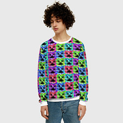 Свитшот мужской МАЙНКРАФТ MINECRAFT ЦВЕТНЫЕ КРИПЕРЫ, цвет: 3D-белый — фото 2