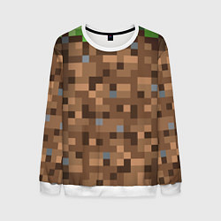 Свитшот мужской ЗЕМЛЯ DIRT MINECRAFT, цвет: 3D-белый
