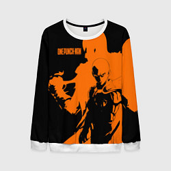 Свитшот мужской Сайтама образ в силуэте One Punch-Man, цвет: 3D-белый