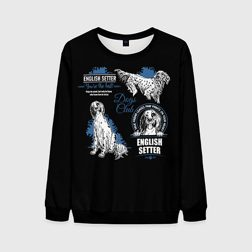 Мужской свитшот Английский Сеттер English Setter / 3D-Черный – фото 1