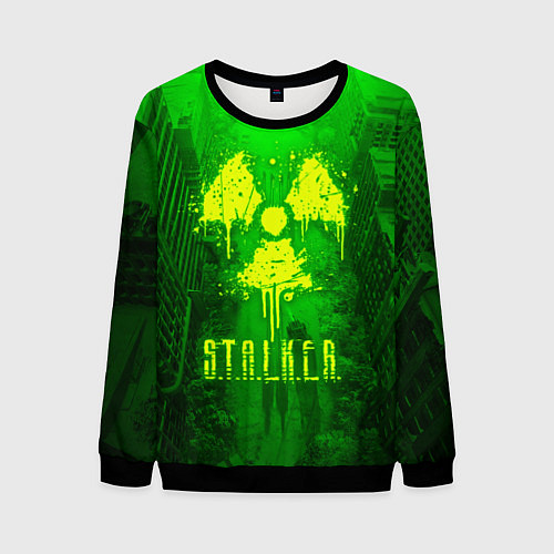 Мужской свитшот STALKER LOGO RADIATOIN NEON TOXIC / 3D-Черный – фото 1