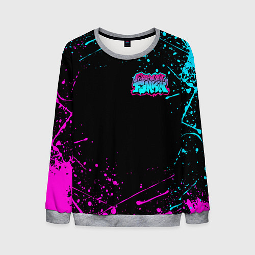 Мужской свитшот FRIDAY NIGHT FUNKIN NEON COLORS НЕОНОВЫЕ БРЫЗГИ / 3D-Меланж – фото 1