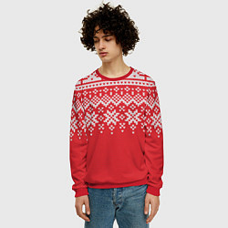 Свитшот мужской Knitted Pattern, цвет: 3D-красный — фото 2