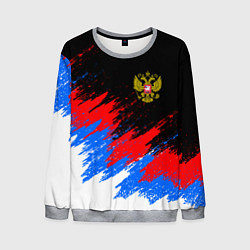 Мужской свитшот РОССИЯ, БРЫЗГИ КРАСОК, ТРИКОЛОР