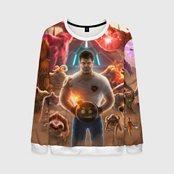 Свитшот мужской Serious Sam Игровые персонажи Босы, цвет: 3D-белый