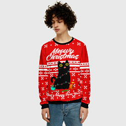 Свитшот мужской MEOW CHRISTMAS, цвет: 3D-черный — фото 2
