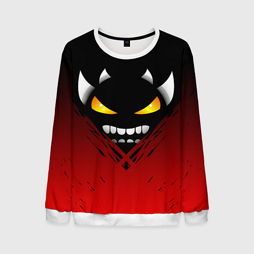 Мужской свитшот Geometry Dash: Demon Smile / 3D-Белый – фото 1