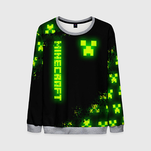 Мужской свитшот MINECRAFT NEON LOGO CREEPER / 3D-Меланж – фото 1