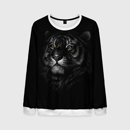 Мужской свитшот Голова хищного тигра / 3D-Белый – фото 1